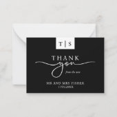 Carte De Correspondance Noir Blanc Monochrome Merci Mariage (Devant)