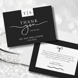 Carte De Correspondance Noir Blanc Monochrome Merci Mariage