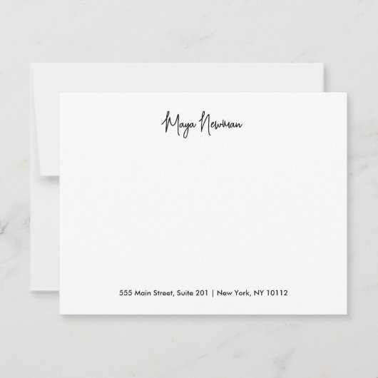 CARTE DE CORRESPONDANCE NOIR CLASSIQUE SIGNATURE CHIC NOM DU MONOGRAM (Devant)