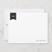 Carte De Correspondance Noir coupé Nom et initiales (Devant)