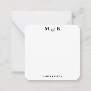 Carte De Correspondance Noir et blanc Couples modernes Monogrammes Initial
