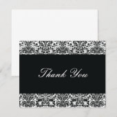 Carte De Correspondance Noir et blanc Damask Merci Note (Devant / Derrière)