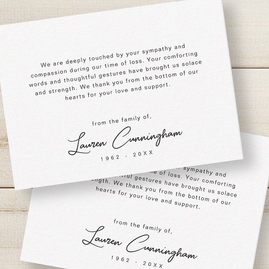 Carte De Correspondance Noir et blanc Moderne Minimaliste Simple Funéraill