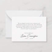 Carte De Correspondance Noir et blanc Moderne Minimaliste Simple Funéraill (Devant)