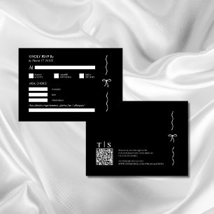 Carte De Correspondance Noir et blanc Monochrome minimaliste QR Code RSVP
