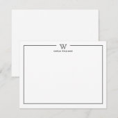 Carte De Correspondance Noir Formal Famille Monogramme Minimum (Devant / Derrière)