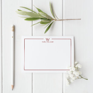 Carte De Correspondance Noir Rouge Formal Famille Classique Monogramme Min