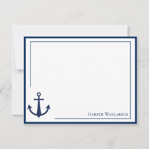 Carte De Correspondance Nom Bleu Blanc Ancre Motif de symbole