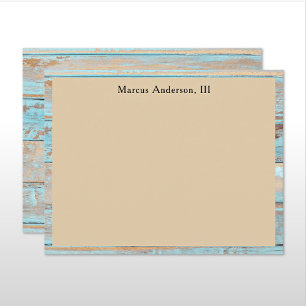 Carte De Correspondance Nom Cadre en bois patiné turquoise