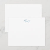 Carte De Correspondance Nom Calligraphie Script Plain Simple Blanc Bleu (Devant / Derrière)