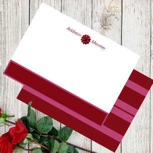 Carte De Correspondance Nom classique Maroon floral personnalisé