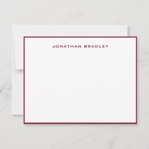 Carte De Correspondance Nom complet en majuscules avec bordure simple roug