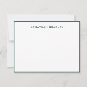Carte De Correspondance Nom complet en majuscules bordure simple vert émer