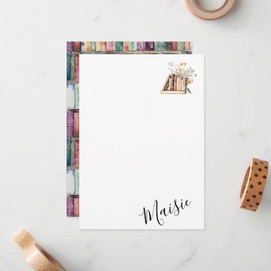 Carte De Correspondance Nom customisé du ver de livre (Devant/Arrière en situation)