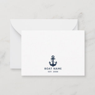 Carte De Correspondance Nom de bateau nautique personnalisé Ancre