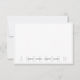 Carte De Correspondance Nom de famille de la frontière minimale noire et g