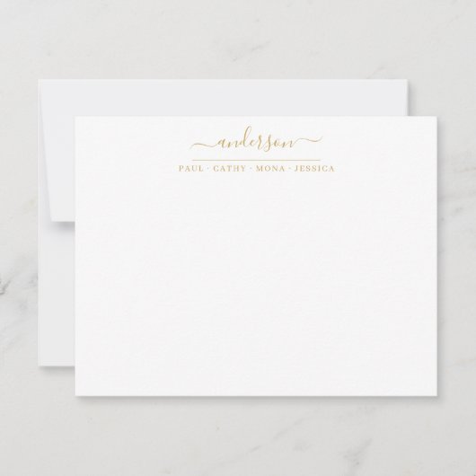 Carte De Correspondance Nom de famille Faux Gold Script Calligraphy (Devant)