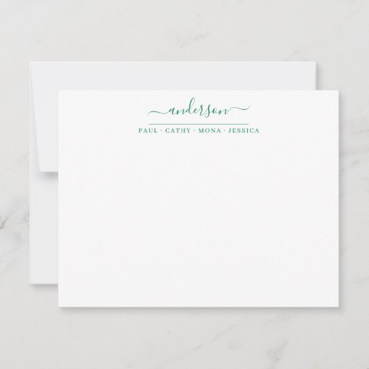 Carte De Correspondance Nom de famille Forest Green Script Calligraphie (Devant)