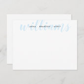 Carte De Correspondance Nom de famille Mariage Couple Light Bleu Script (Devant / Derrière)