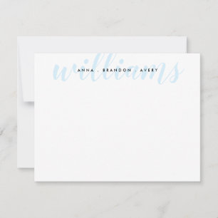 Carte De Correspondance Nom de famille Mariage Couple Light Bleu Script