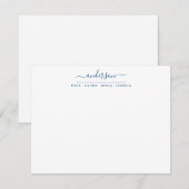 Carte De Correspondance Nom de famille Marine Blue Script Calligraphie (Devant / Derrière)