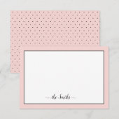 Carte De Correspondance Nom De Famille Moderne Calligraphie Chic Polka Dot (Devant / Derrière)