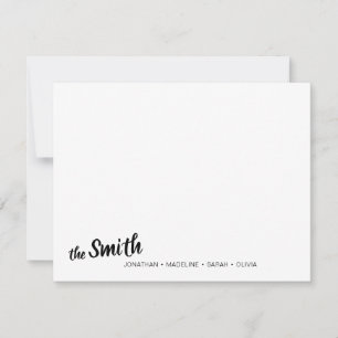 Carte De Correspondance Nom de famille moderne Typographie de script noir
