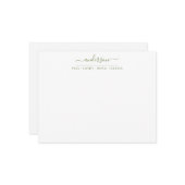 Carte De Correspondance Nom de famille Moss Green Script Calligraphie (Devant/Arrière en situation)