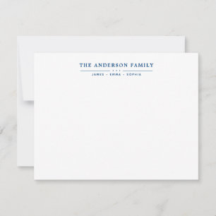 Carte De Correspondance Nom de famille Script Marine Blue Typographie Poli
