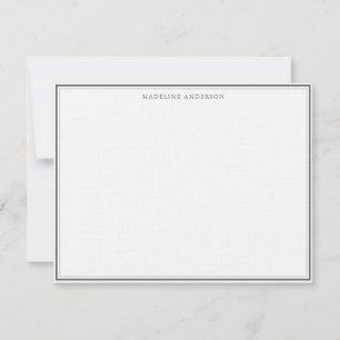 Carte De Correspondance Nom de la bordure épaisse et fine en argent classi