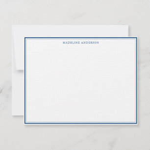 Carte De Correspondance Nom de la bordure mince et épaisse bleue de la mar