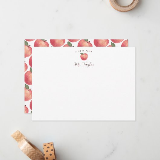 Carte De Correspondance Nom de l'enseignant fixe Apple (Devant/Arrière en situation)