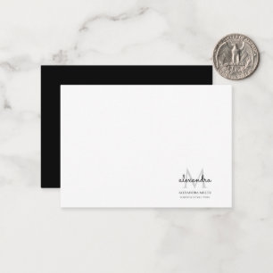 Carte De Correspondance Nom de monogramme élégant Noir et blanc