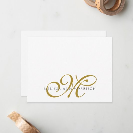 Carte De Correspondance Nom de monogramme or élégant (Devant/Arrière en situation)