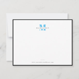 Carte De Correspondance Nom de monogramme simple en lettre gras bleu chic