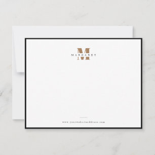 Carte De Correspondance Nom de monogramme simple en lettres grasses dorées
