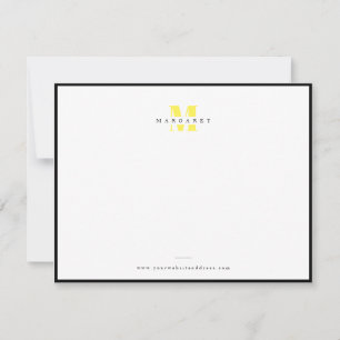 Carte De Correspondance Nom de monogramme simple lettre jaune chic