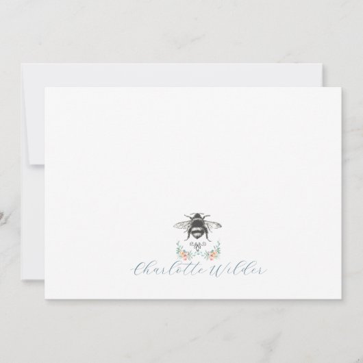 Carte De Correspondance Nom de script abeille florale (Devant)