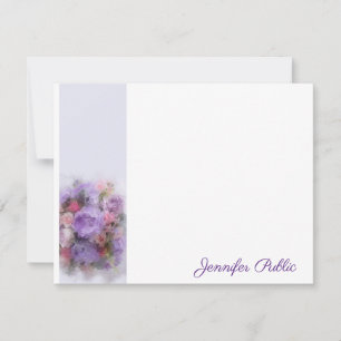 Carte De Correspondance Nom de script manuscrit Aquarelle Roses Fleurs