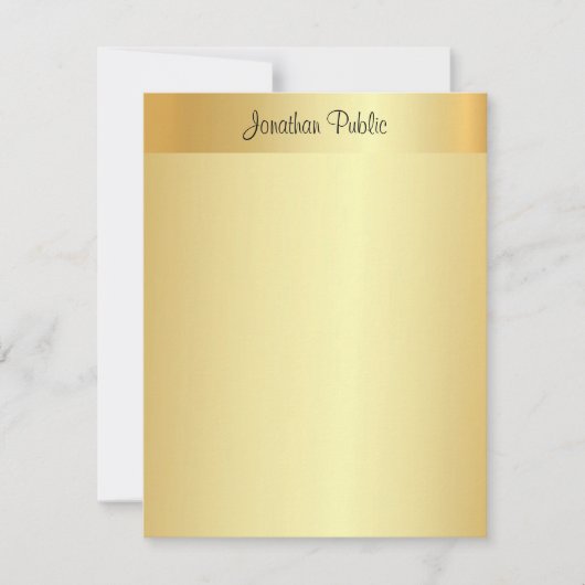Carte De Correspondance Nom de script manuscrit Modern Professional Gold (Devant)