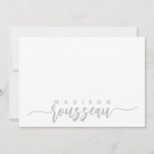 Carte De Correspondance Nom de script moderne Gris personnalisé (Devant)