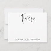 Carte De Correspondance Nom de script moderne Photo Cœur Mariage Merci (Devant)