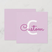 Carte De Correspondance Nom de script & monogramme | Magenta & Violet clai (Devant / Derrière)