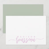 Carte De Correspondance Nom de script rose moderne personnalisé (Devant / Derrière)