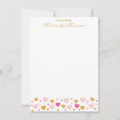 Carte De Correspondance Nom d'écriture doré élégant | Cœurs à l'aquarelle (Devant)