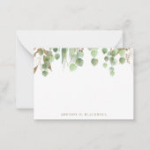 Carte De Correspondance Nom des Feuilles d'or et d'eucalyptus vert (Devant)