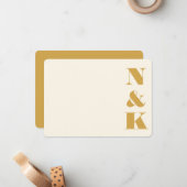 Carte De Correspondance Nom du Mariage de crème jaune monogramme minimalis (Devant/Arrière en situation)
