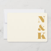 Carte De Correspondance Nom du Mariage de crème jaune monogramme minimalis (Devant)