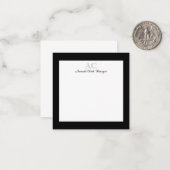 Carte De Correspondance Nom du monogramme personnalisé noir et blanc (Devant/Arrière en situation)