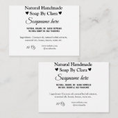 Carte De Correspondance nom du savon poids site internet ingrédients détai (Devant / Derrière)